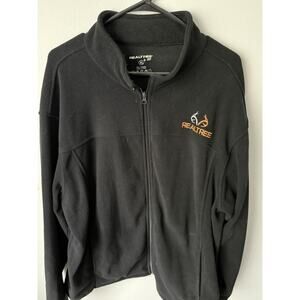 Mens Realtree Fleece Jacket XL Black Full Zip Outdoor Hunting Spring Warm